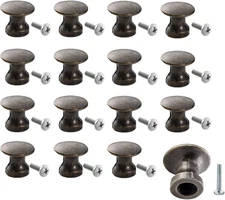 16 Pack Mini Cabinet Knobs, 1/2 Inch Dia Bronze Drawer Pulls Handles, Small Rou