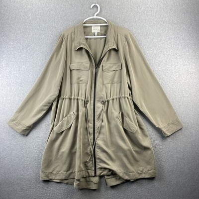 Torrid 3 Olive Utility Anorak Jacket Long Sleeve Zip Rayon Women Collar