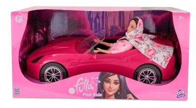 Fulla Doll Arabic Pink Ride Car Drive Floral Scarf Denim Jacket Travel Toy New