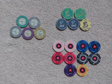 Professional Ceramic Poker Chips Sample Sets x3. Ascona, Lucky Dragon, EPT