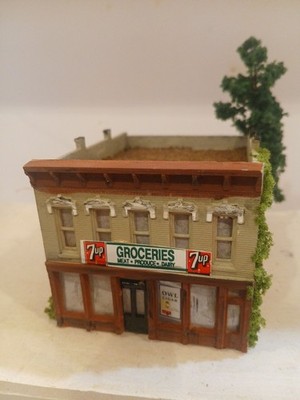 N Scale Building Built Grocery Store (WEATHERED AND DETAILED) WITH WORKING LIGHT