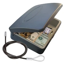 Portable Key Storage Lock Box,Travel Lockbox Safe with Combination Lock,Black