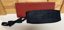Vtg 2 Pc Cummerbund And Tie Set In Original Box Black