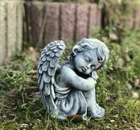 Frostfeste Steinfigur Sitzender Engel 16X11X16Cm Gartenfigur Steinguss