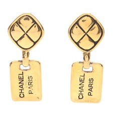 Chanel Logo Plate Earrings Gp Women Gold One Size