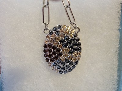 Touchstone Crystal Swarovski Into the Wild Necklace Silver Black Topaz Gold Crys