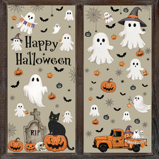 6 Sheets Vintage Halloween Window Clings Spooky Ghost Decorations Set