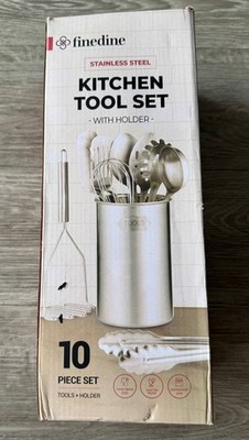 Finedine 10 Pc Stainless Steel Kitchen Tool Set w/ Holder Utensils Set