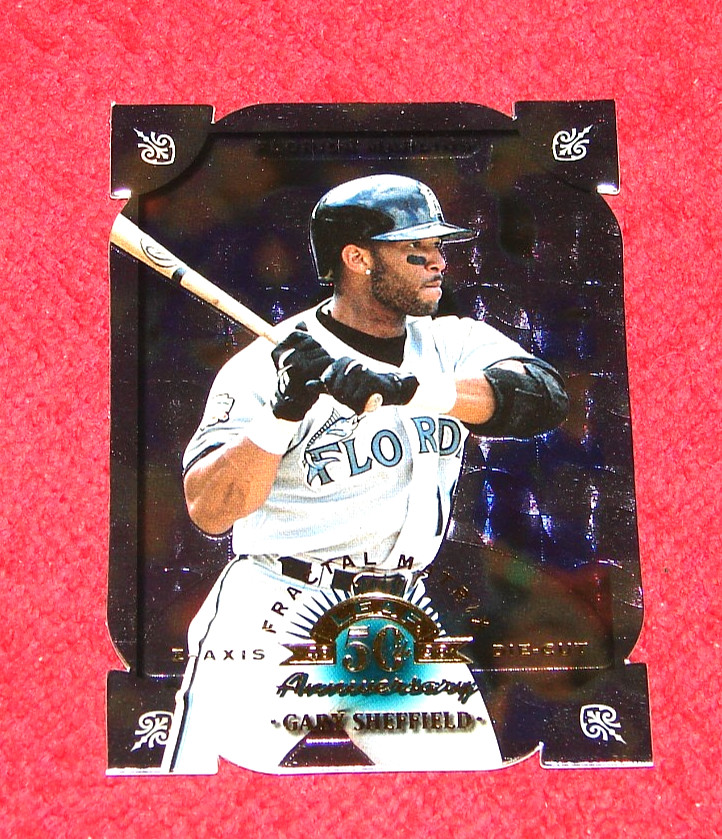 GARY SHEFFIELD MARLINS 1998 LEAF FRACTAL MATRIX DIE CUT #21 SILVER Z AXIS (B2)