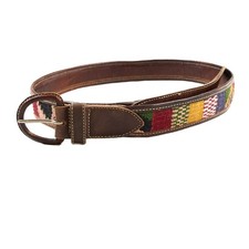 Embroidered Guatemalan Woven Leather Belt Sou...