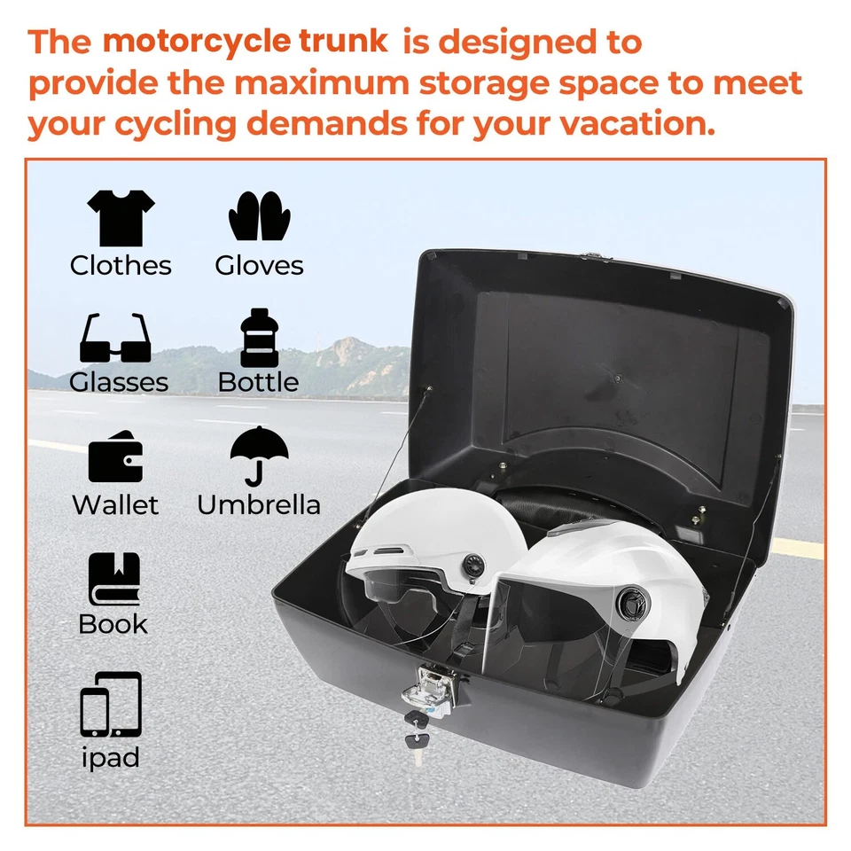 Trunk Luggage Tail Box Luggage Trunk Backrest For Harley Cruiser Motorcycle - Image 3 of 4