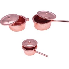3 Pcs Playing Simulation Pans Decorative Miniature Pots Dollhouse Accessories