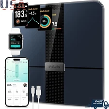 Smart Body Fat Scale W/ WiFi Connectivity 14 Metrics TFT Display Voice Control