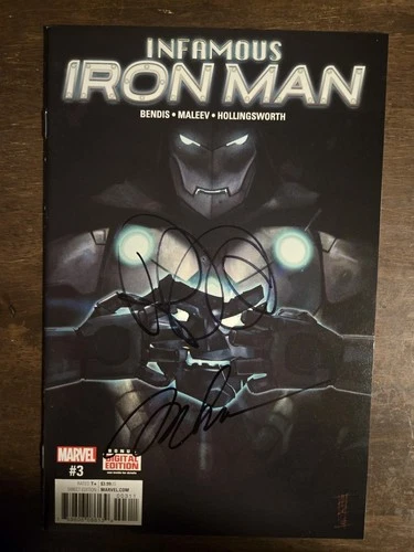 2016 Marvel Infamous Iron Man #3 Auto By Brian Michael Bendis And Alex Maleev NM
