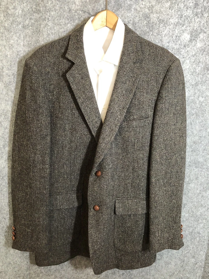 Blazer Chaqueta Abrigo Deportivo Vintage Tweed Hombres 42L Verde 100% Lana Beacon Hill EE. UU. Foto 3 de 4