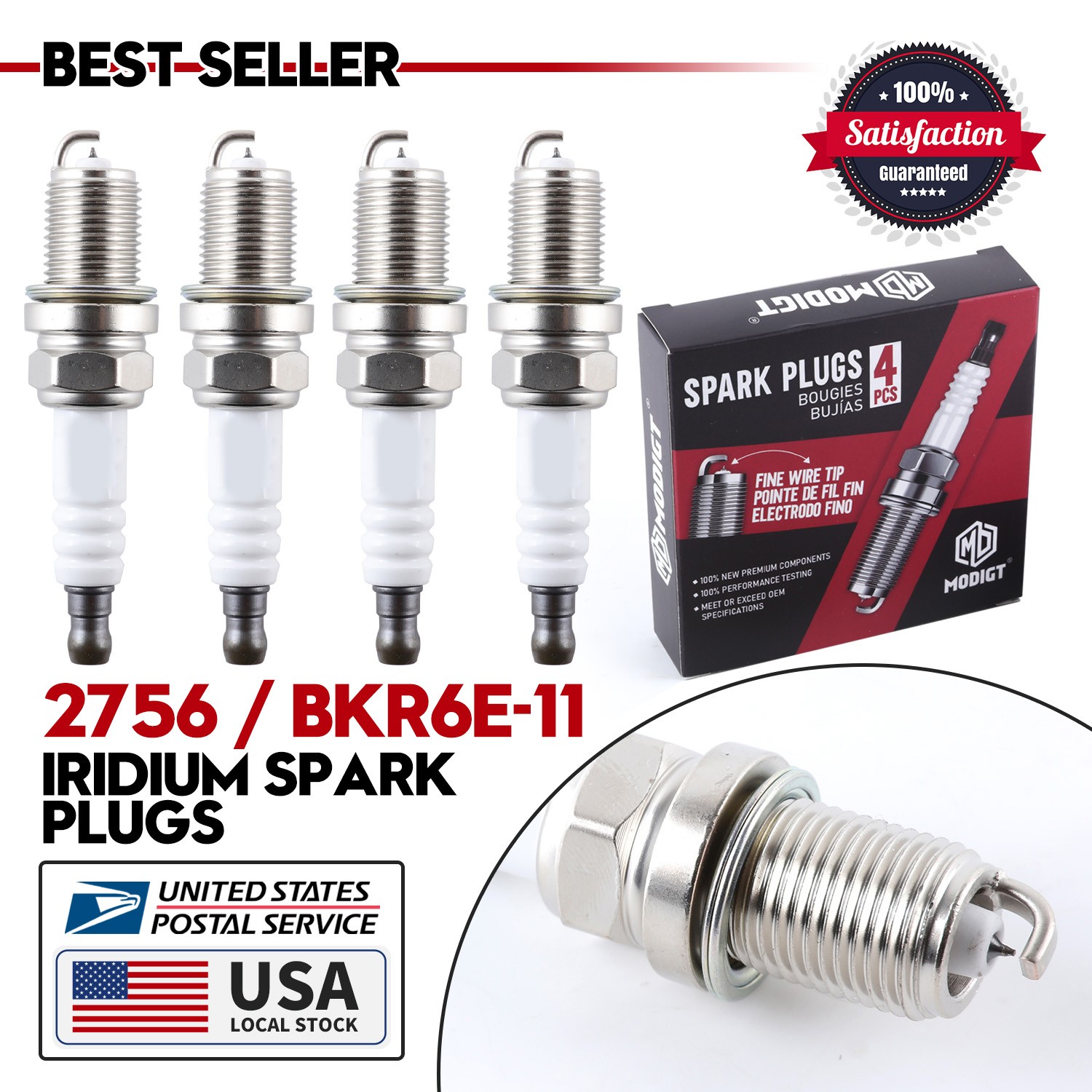 Genuine Fit NGK Spark Plug BKR6E-11 2756 For Honda 98079-5614E GL1800 OE Quality
