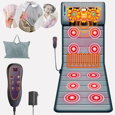 Full Body Electric Massage Mat Cushion Back Massage Pad w/ Heat Vibration Timer