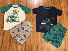 Boys Pajamas PJs Lot of 2 Size 14 Carters 4 Pieces Short Sleeves Long Pants