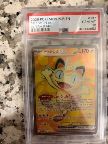 Meowth ex 107/088 Me03: PSA 10 Perfect Order Holo