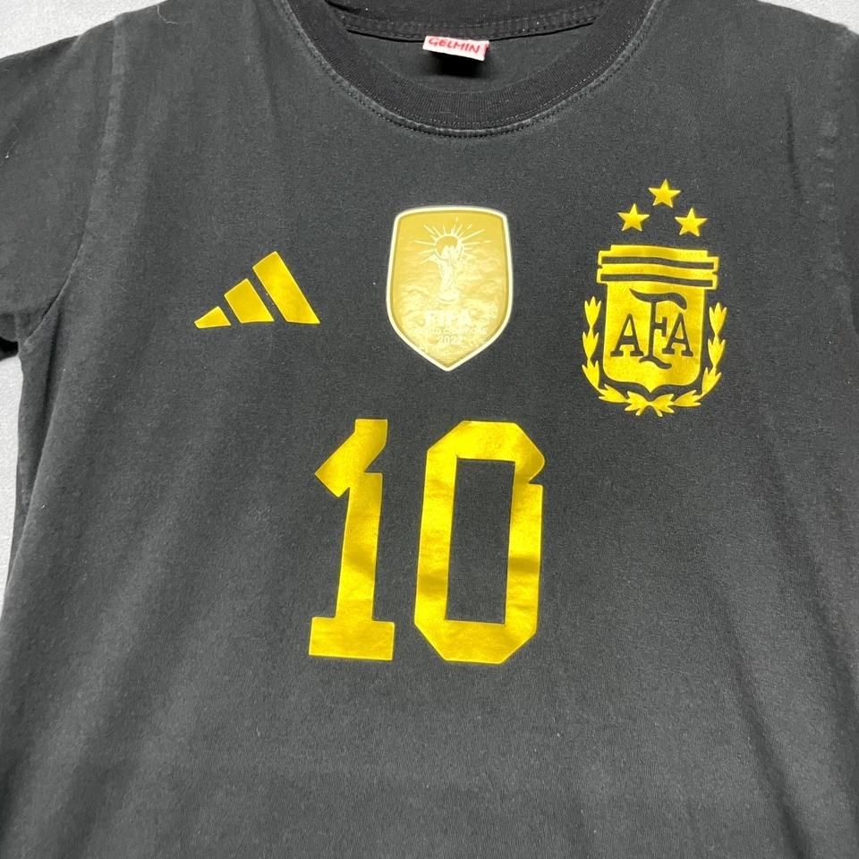 Adidas Argentina National Football Team Shirt Kids 12 Black Campeones Del Mundo - Image 2 of 4