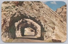 Postcard Yellowstone National Park Wyoming Triple Tunnels Cody Road