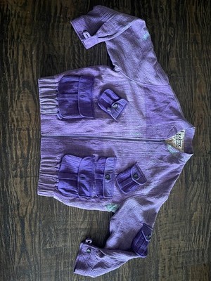 Kartik Research Purple Kantha Bomber Jacket Cropped