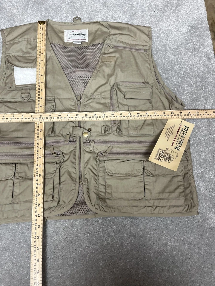 Field & Stream Vest Mens XL Khaki Authentic Outdoor Multi Pocket Fishing Travel - Image 4 of 4