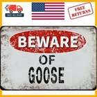 Vintage Beware of Goose Metal Wall Art - 8" x 12" Durable and Weather-Resistant