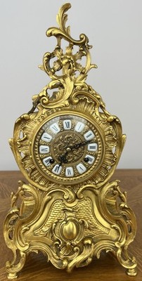 Uhr Vintage Messing Rokoko Kaminuhr verziertes dekoratives Design LOT 6037