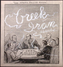 U.N.O. Secret Conference George White Tampa Tribune Original Drawing 1950s