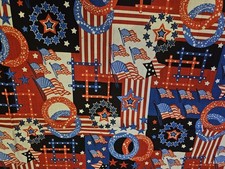 20 X 43 Patriotic Fabric Red/White/Blue Flags/Stars Crafts/Sewing/Quilting