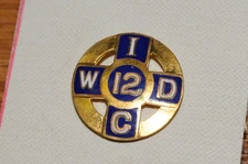Rare WDIC 12 Fraternal Organization Pin Salesman Sample New Old Stock Screw Back