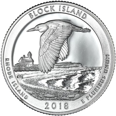 2018 S Block Island National Refuge 90% Silver Quarter ATB Proof See Pics M822