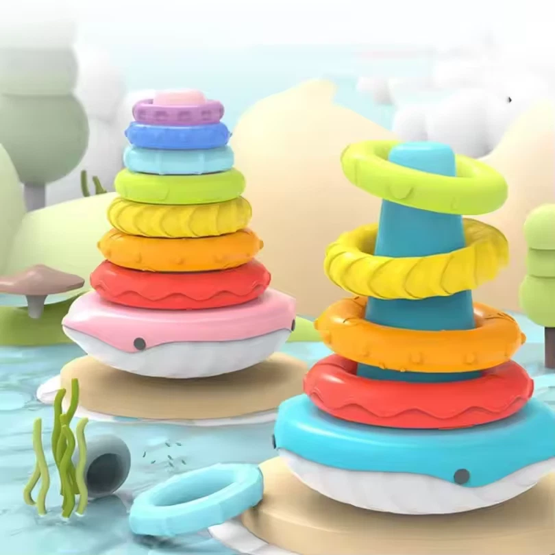 Stacking Toys for Toddlers 1-3,Rainbow Stacking Rings Sensory Montessori Toy - Image 4 of 4
