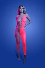 Fantasy Lingerie - Glow - Hyperdrive Rhinestone Bodystocking - Neon Pink - OS