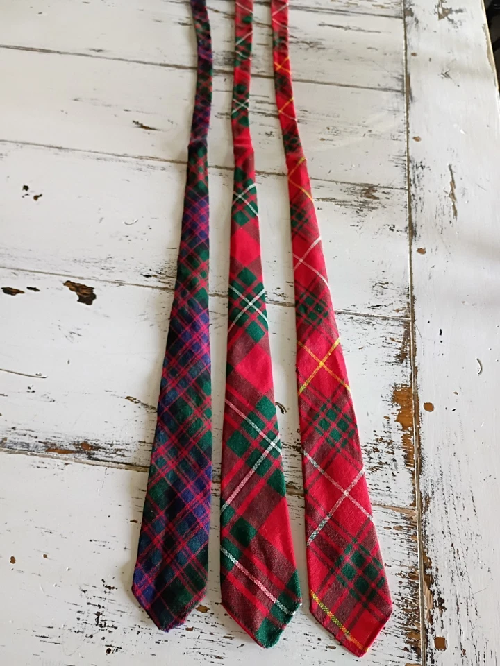 Vintage LOTE 3 Corbatas Escocia 100% Lana LEER MacDougal Bruce McDonald Tartán 38 Foto 2 de 4