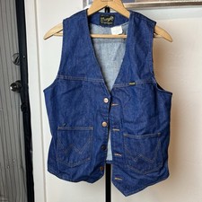 Vintage Vtg 1980s 80s 1970s 70s Wrangler Dark Blue Denim Cowboy Vest XS-S Small