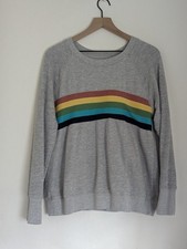 Sundry Rainbow Sweatshirt Size 2 Medium Gray Cozy Cotton Blend