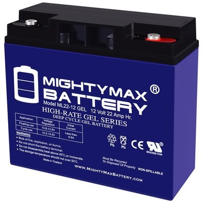 Mighty Max Battery ML22-12 GEL - 12 Volt 22 AH, GEL Type, Internal Thread INT