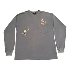 Warner Bros Looney Tunes Bugs Taz Embroidered Long Sleeve Shirt Sz: M Check Desc