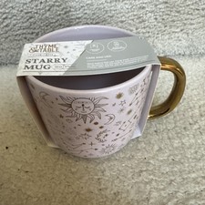 Taza de café de tomillo y gres de mesa taza estrellada diseño dorado lavanda 16 oz - Nueva