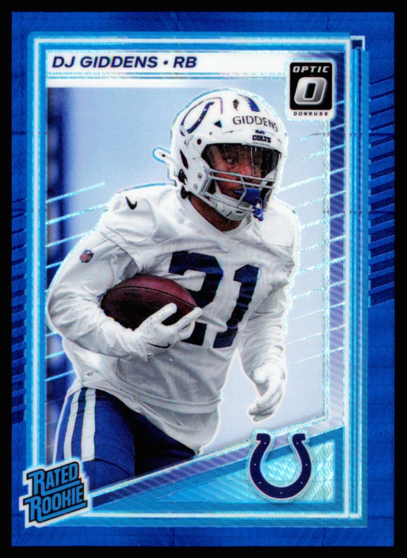 DJ Giddens 2025 Panini Donruss Optic Rated Rookie #258 Blue Hyper Prizm Colts