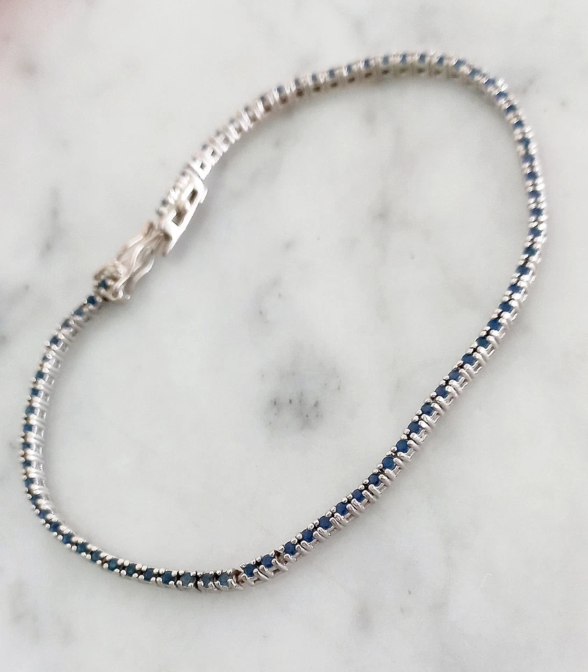 BRACCIALE TENNIS in ARGENTO 925 e Swarovski blu BRACELET STERLING SILVER & blue - Immagine 4 di 4