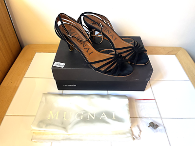 Mugnai Vintage Italian Leather Strappy Black Heel Women's