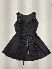 Shein Black Zip Up Lace Accent Sleeveless Flare Dress Womens Size Small