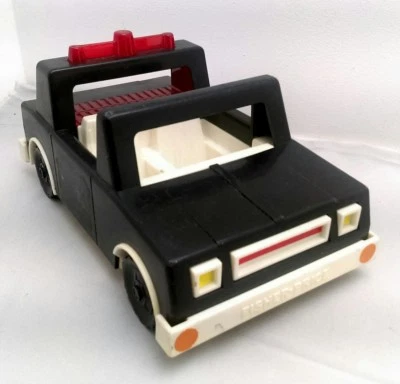 Voiture De Police Fisher Price Vintage 1981 Noir Jouet Ancien Collection - Photo 1/4
