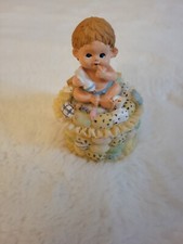 Ceramic Baby Boy Trinket Box - Very cute - Fast Shipping 