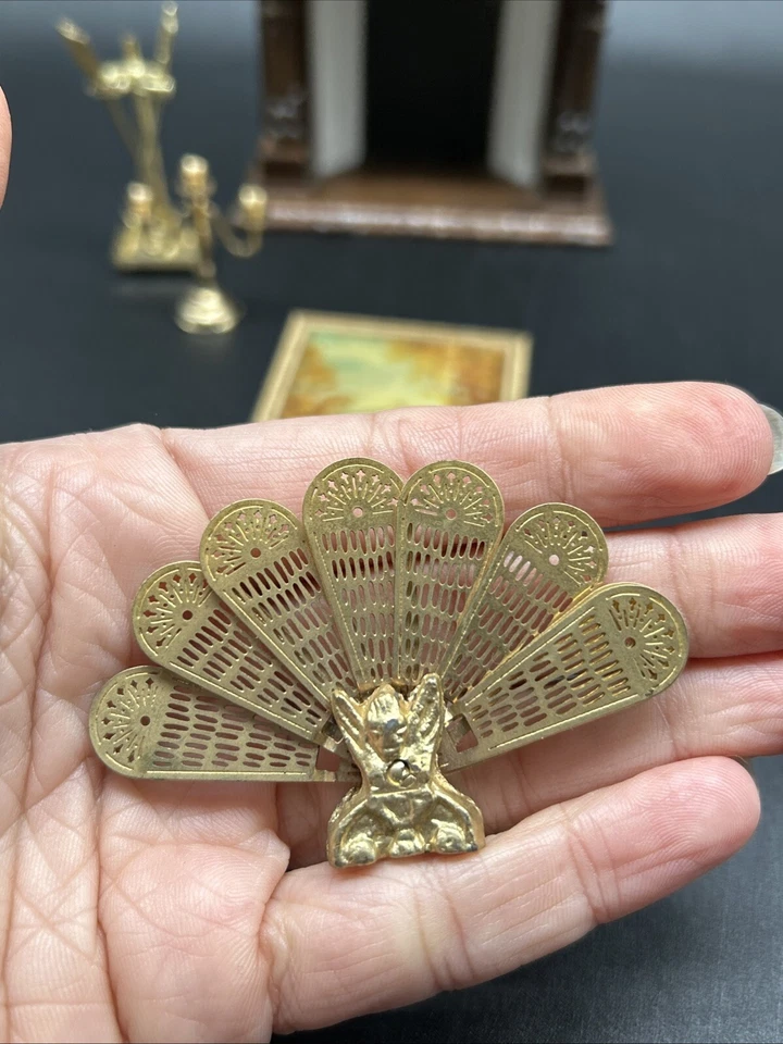 Lote Chimenea Casa Muñecas Vintage Madera Espejo Pantalla Pintura Más Foto 3 de 4