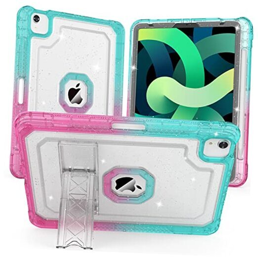 Sleek Teal to Pink Glitter Case for iPad Air 4/5 Gen #06