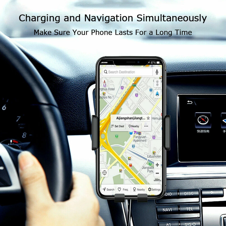10W Clamping Wireless Automatic Fast Charging Charger Car Mount Phone Holder - Image 4 of 4
